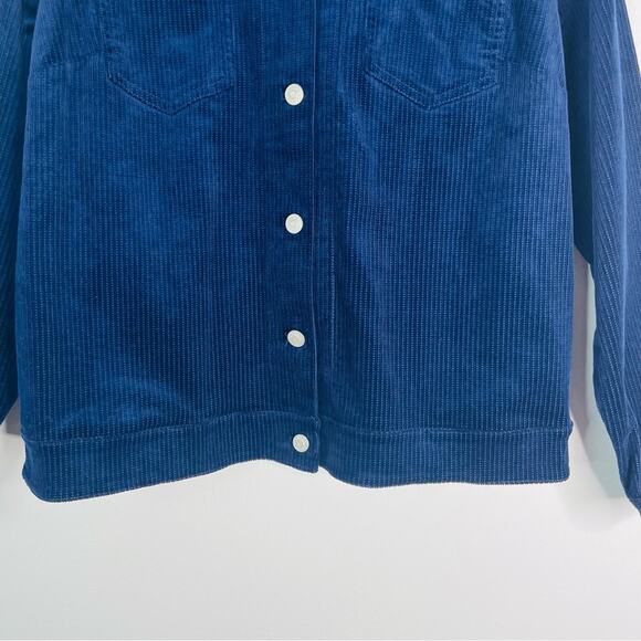 D & Co blue corduroy ribbed button stretch preppy coastal jacket large - Picture 3 of 6
